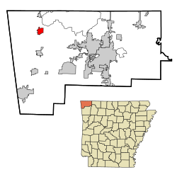 Location in Benton County and the state of Arkansas