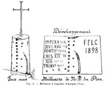 Dessin de la borne milliaire christianisée.