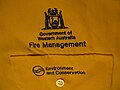 Fire management chest patch for Western Australia Department of Environment and Conservation staff fire shirt, 2012.