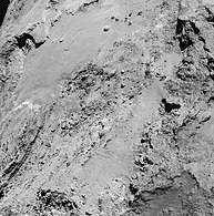 彗星表面の平らな地形（6km上空より）