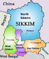 Los cuatro distritos de Sikkim y les sos capitales