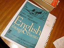 Colour photograph of an English textbook