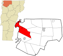 Расположение в округе Франклин и штате Вермонт.