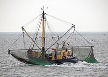 Photograph of a crab fishing vessel at sea
