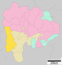 موقعیت هایاکاوا، یاماناشی در نقشه