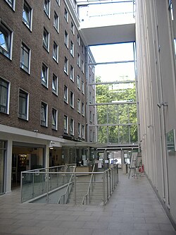 Inside the atrium looking towards reception and the main doors that lead out onto Lansdowne Terrace. IH atrium.JPG