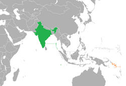 Карта с указанием местоположения Индии и Соломоновых островов