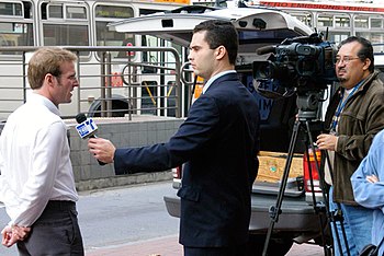 An interview for television.