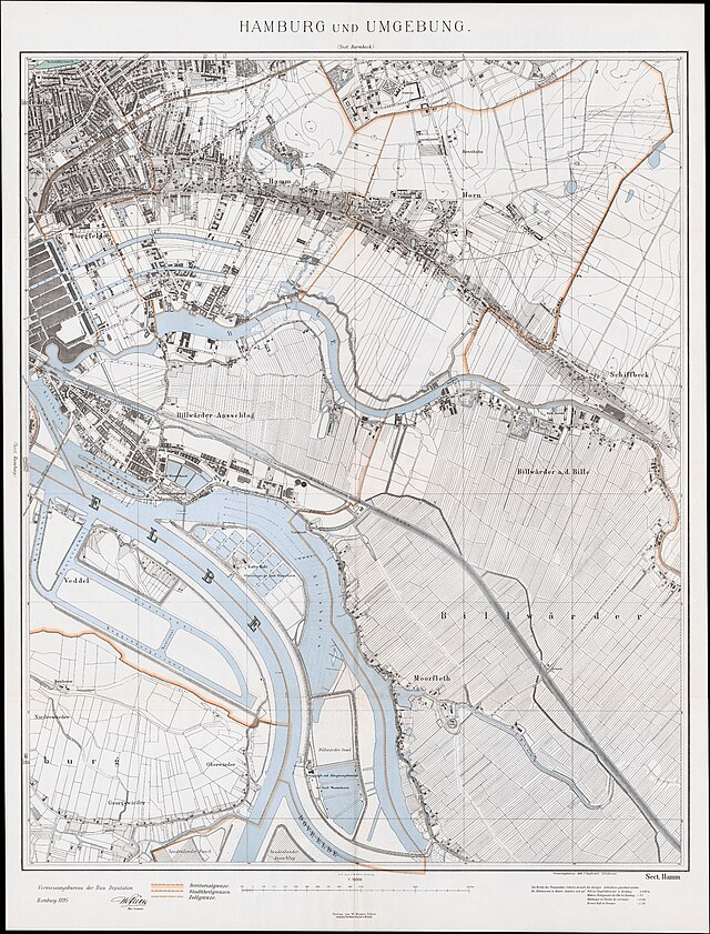 Karte von Hamburg, mit dem Stadtteil Moorfleet