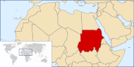 A map showing the location of Sudan