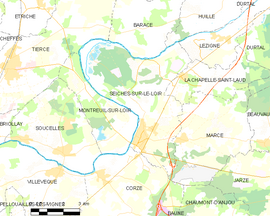 Mapa obce Seiches-sur-le-Loir