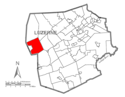 Map of Luzerne County highlighting Huntington Township