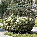Cage contenant des pastèques en Russie