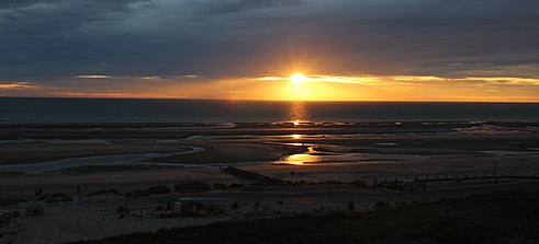 Coucher de soleil sur la plage de Merlimont.