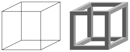 Le Cube de Necker possède une forme visuelle ambiguë.