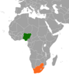 Location map for Nigeria and South Africa.
