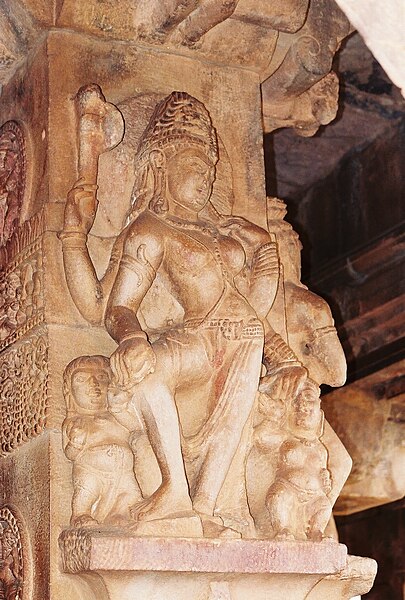 File:Pillar relief sculpture at the Durga temple in Aihole.jpg