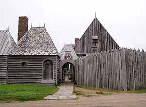 Replica of Champlain's habitation at the Port-...