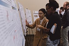 UC Davis geotechnical engineering graduate students discuss research posters, one common genre of academic writing Poster presentation UCDavis.jpg