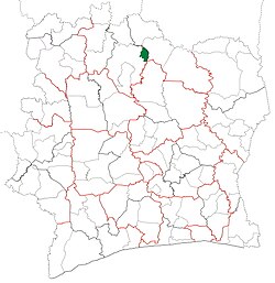 Location in Ivory Coast. Sinématiali Department has retained the same boundaries since its creation in 2008.