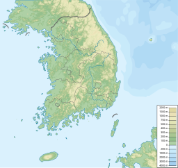 Jirisans läge i Sydkorea.