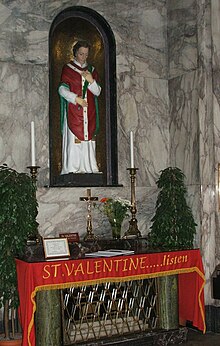 Shrine of St. Valentine in Whitefriar Street Carmelite Church in Dublin, Ireland St-valentine 110921-01.jpg