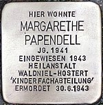 Stolperstein für Margarethe Papendell (Inrather Straße 145)