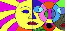 Sunshine and Moon Caron Bowman, 40x60, Pastel, Example of SoFlo Superflat art Sunshine and moon (Caron Bowman painting).jpg