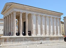 Maison Carrée temple in Nemausus Corinthian columns and portico