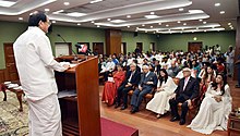 The Vice President of India, Venkaiah Naidu, releasing Mansi Gulati's book Yoga and Mindfulness, New Delhi, 2018 The Vice President, Shri M. Venkaiah Naidu addressing the gathering after releasing the Book 'Yoga and Mindfulness', authored by well known Yoga exponent, Ms. Mansi Gulati, in New Delhi on October 29, 2018 (2).JPG