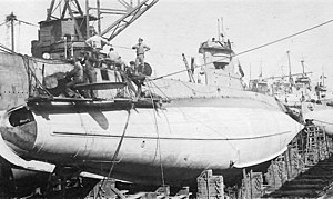 USS O-6 in drydock at Charleston Navy Yard