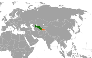 Mapa indicando localização do Uzbequistão e do Tajiquistão.