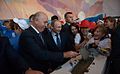 Russlands statsminister Vladimir Putin legger grunnsteinen til stadion