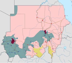      Під контролем Збройних сил Судану      Під контролем сил швидкого реагування