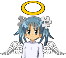 Wikipe-tan as a simple angel smiling.