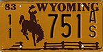 Номерной знак штата Вайоминг 1983 года - 11 751 AS.jpg