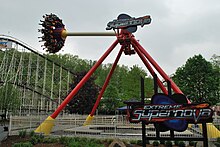 The Extreme Supernova is a relocated Zamperla Midi Discovery thrill ride that was installed at The Great Escape in 2014 Xtreme-Supernova Great-Escape.JPG