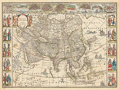 A map that was made in the year 1635 of what some Europeans called "The Orient" by Dutch cartographer Willem Blaeu