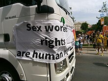 "Sex workers rights are human rights" sign from Europride 2019. "Sex workers rights are human rights" - Europride 2019.jpg