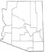 Location of Yuma in Yuma County, Arizona.