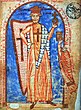 Friedrich I. Barbarossa als Kreuzritter; Miniatur aus der Geschichte des ersten Kreuzzuges des Robert de Sant-Remini (1188/89)