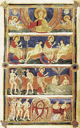 Miniatura a toda página de la Biblia del Panteón, Biblioteca Apostólica Vaticana.