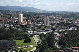 Campo Limpo Paulista gezien vanaf het uitzichtpunt van het beeld Cristo Redentor