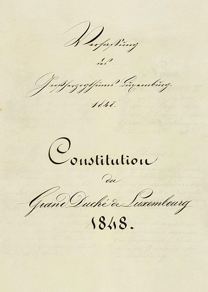 Fichier:Constitution du Grand Duché de Luxembourg 1848 Cover page.jpg