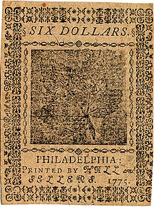 Continental Currency $6 banknote reverse (November 29, 1775).jpg