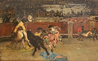 Corrida de toros. Picador herido, por Mariano Fortuny, c. 1867.