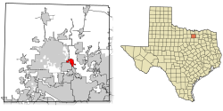 Расположение Shady Shores в округе Дентон, штат Техас