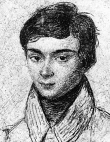 Hand-drawn portrait of mathematician Évariste Galois, at the age of around 18 years old.