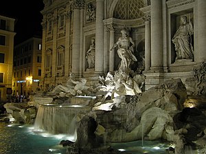 Trevi Fountain at night. (1730)