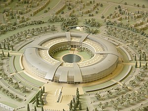 A model of the GCHQ headquarters in Cheltenham